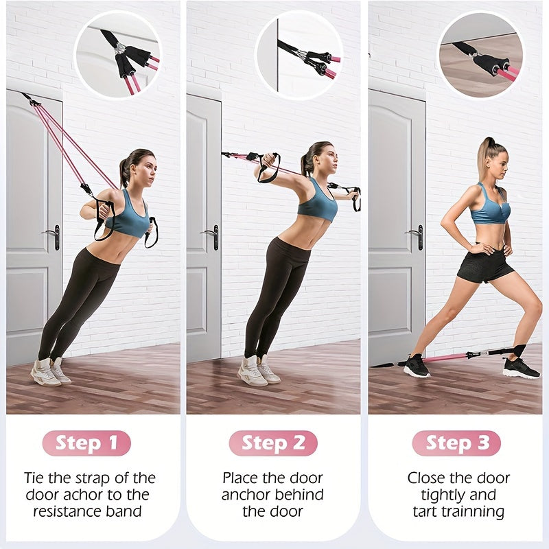 Portable Pilates Tensioner Kit with Latex Resistance Band