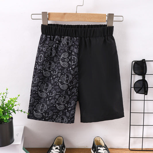 Men's Paisley Print Elastic Waist Workout Shorts