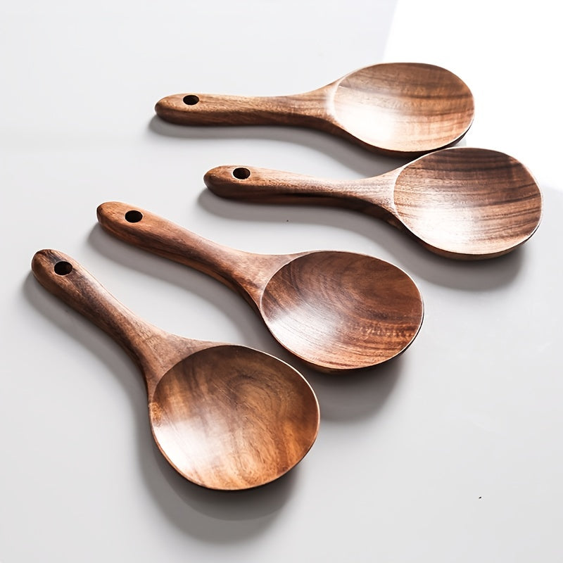 Teak Wooden Spoon Set for Porridge Rice Soup Seasoning Durable Kitchen Utensils