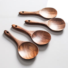 Teak Wooden Spoon Set for Porridge Rice Soup Seasoning Durable Kitchen Utensils