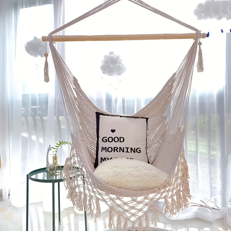 Bohemian Tassel Cotton Mesh Hanging Chair Swing Hammock