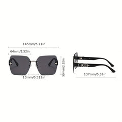 Men Women Rimless Sunglasses UV400 Sun Shades Gradient Lens with Glasses Case