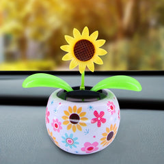 Car Ornament Solar Decoration Shaking Head Doll Cartoon Flower Shape Ornament