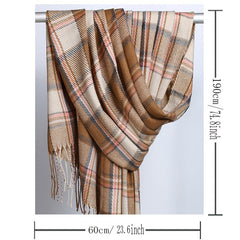 Plaid Tassel Scarf Women's Long Shawl Winter Warm Large Scarf