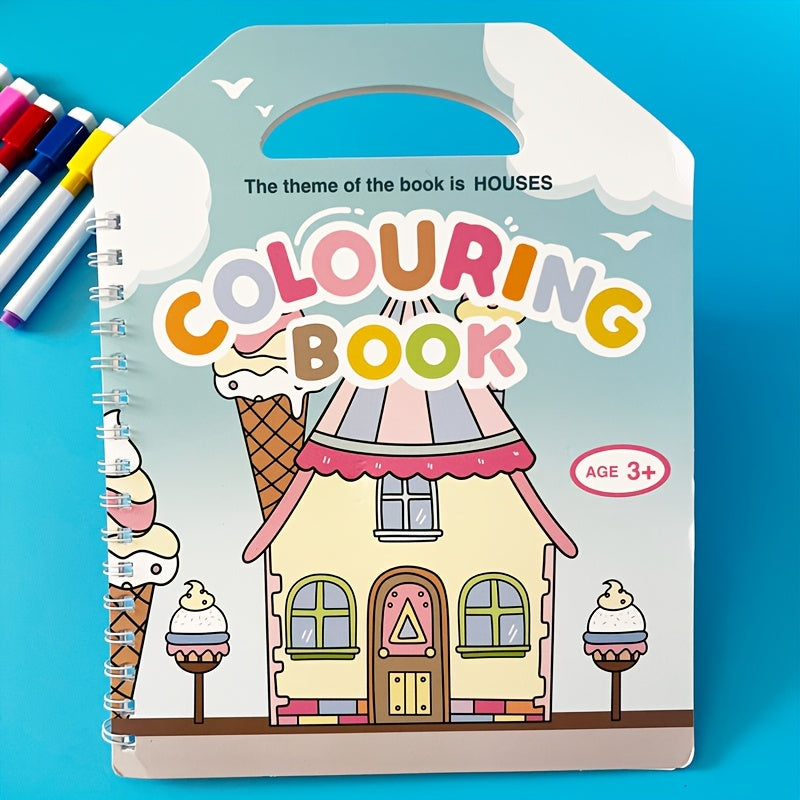 Reusable Magic Water Coloring Book & 6 Pens Set