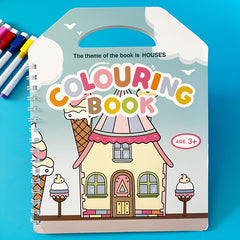 Reusable Magic Water Coloring Book & 6 Pens Set