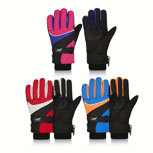 Kids Winter Skiing Gloves Waterproof Windproof Warm Outdoor Sports 6-8 Years