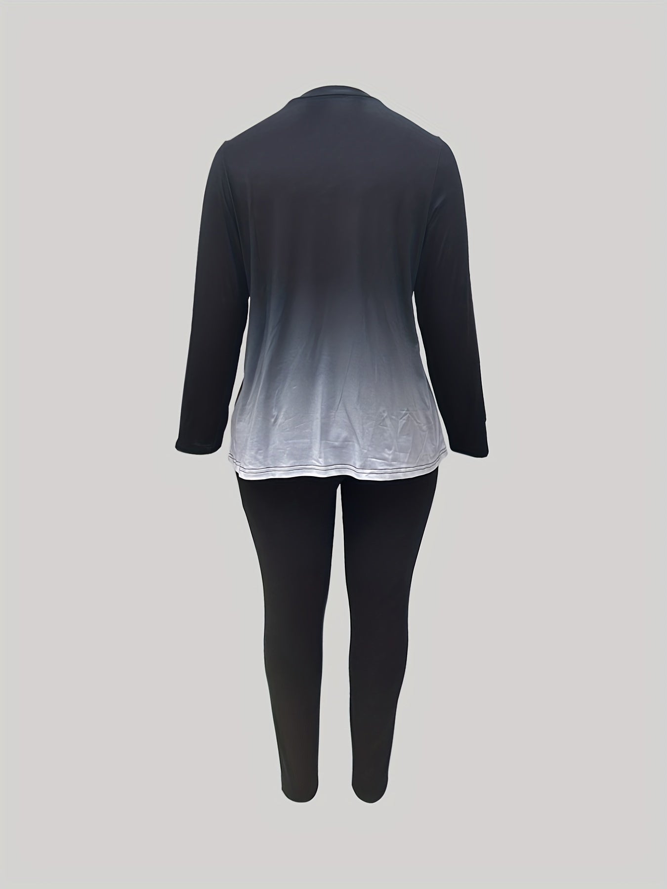  Women's Two Piece Set Letter & Ombre Print Long Sleeve Top & Leggings