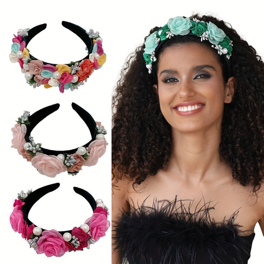 Flower Headband Hair Band For Women Girls Party Prom Props Hair Accessories