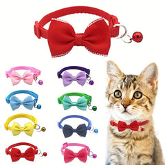 Stylish Bow & Bell Decor Pet Collar