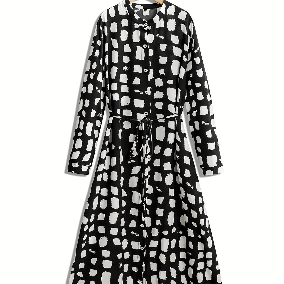  Boho Dress Women's Plus Dot Print Long Sleeve Button Up Maxi Shirt Dre