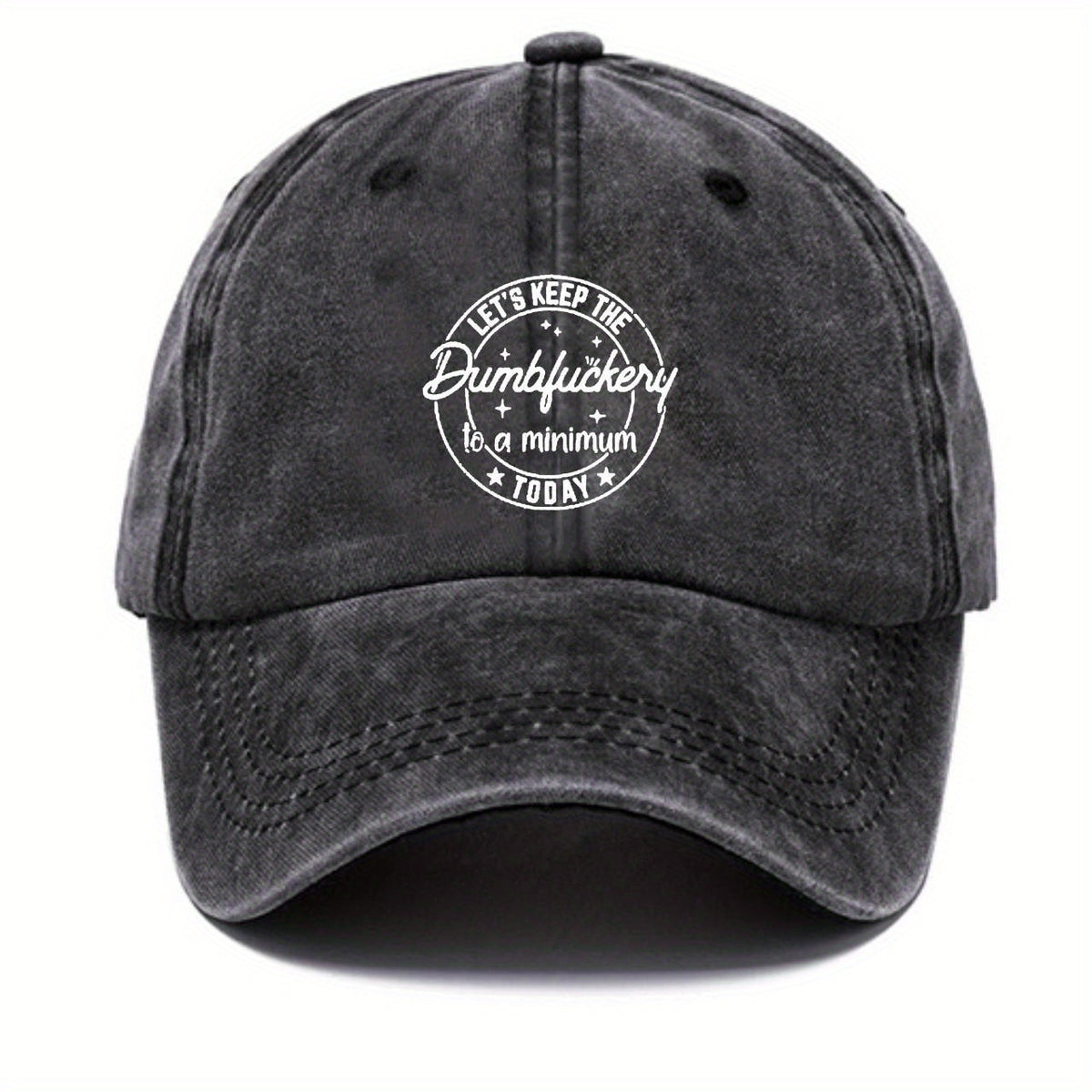Vintage Distressed Baseball Cap with Fun Print