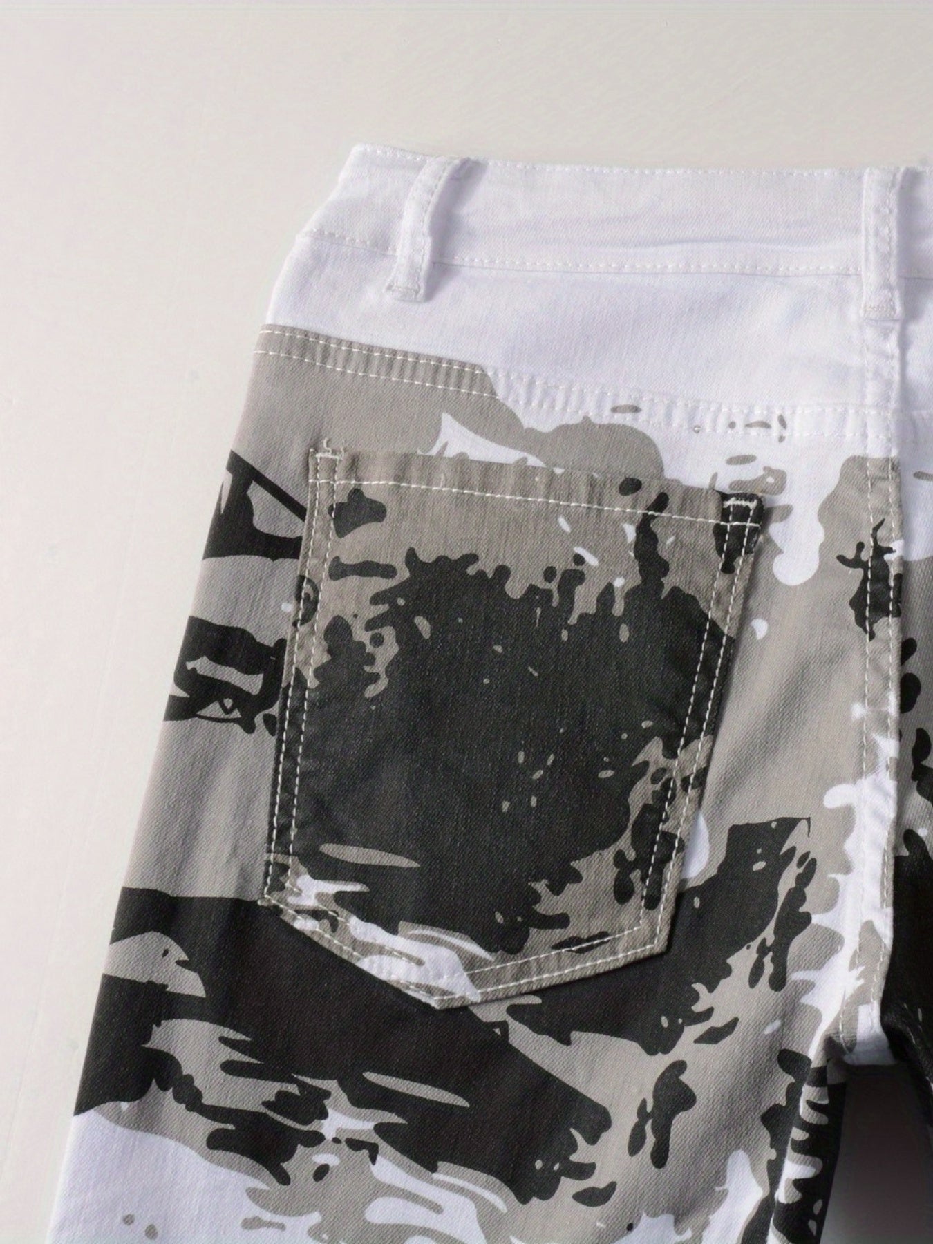 Men's Camo Jeans - Stretch Slim Fit Trousers for Outdoor Hiking