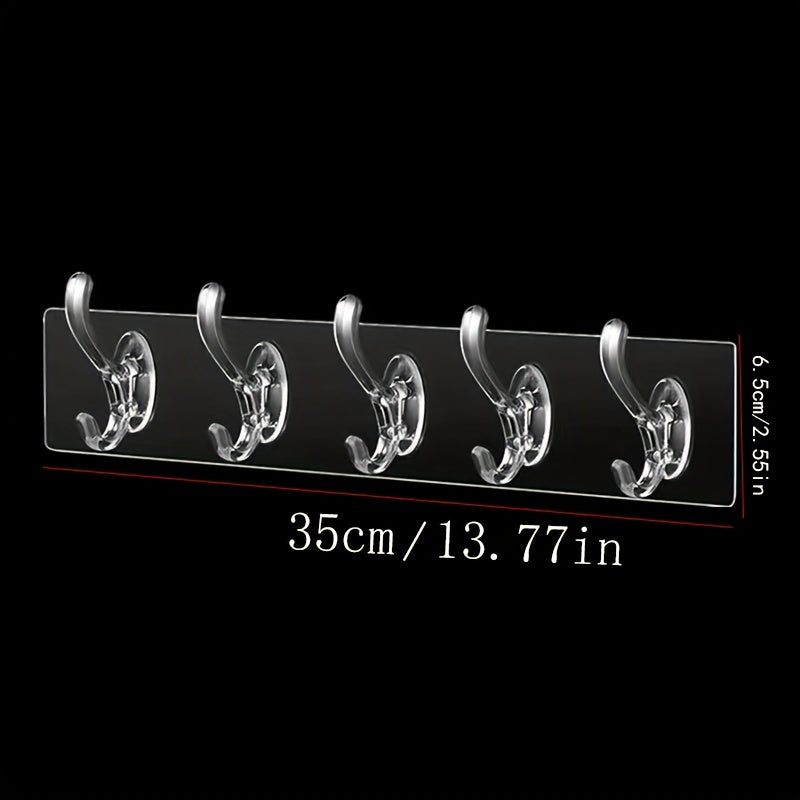 Waterproof Acrylic Row Hook with 1 3 5 6 Hooks Nail Wall Mounted Towel Hook