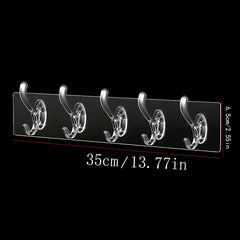 Waterproof Acrylic Row Hook with 1 3 5 6 Hooks Nail Wall Mounted Towel Hook