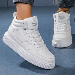 Women's Solid Medium Tube Sneakers Lightweight Sport Skate Shoes