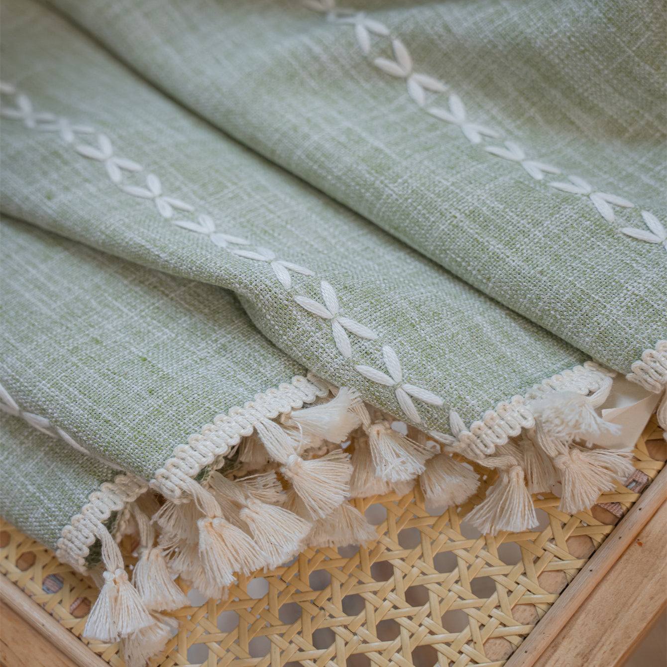 American Bohemian Curtain Cotton Linen Knitted Jacquard Curtain