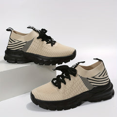 Women's Colorblock Mesh Sneakers Lace Up Low Round Toe Casual Shoes