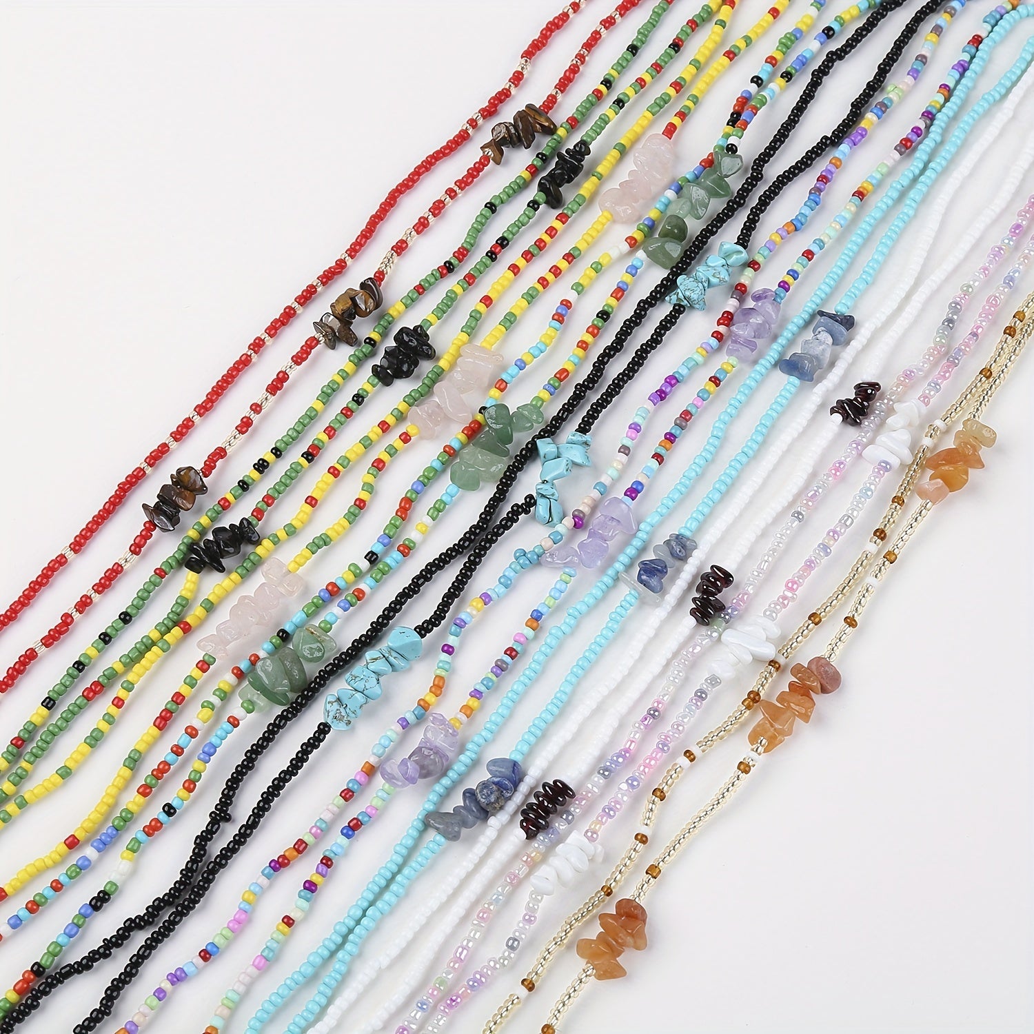 Boho Beads Waist Chain Shell Crushed Stone Decor Elastic Belly Chain