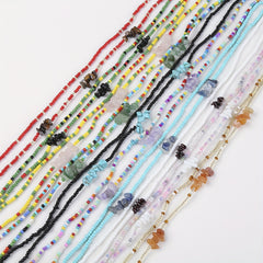 Boho Beads Waist Chain Shell Crushed Stone Decor Elastic Belly Chain