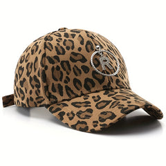 Leopard Print Baseball Cap Iron R Pendant Sun Hat
