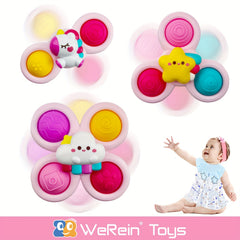 Suction Cup Spinner Toy Soft Silicone Fidget Spinner for Infants & Toddlers
