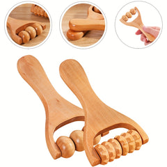 Handheld Wooden Roller Massager for Back Waist Neck