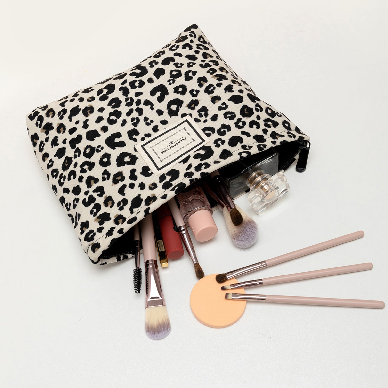 Chic Leopard Print Makeup Bag Compact Cosmetic Organizer