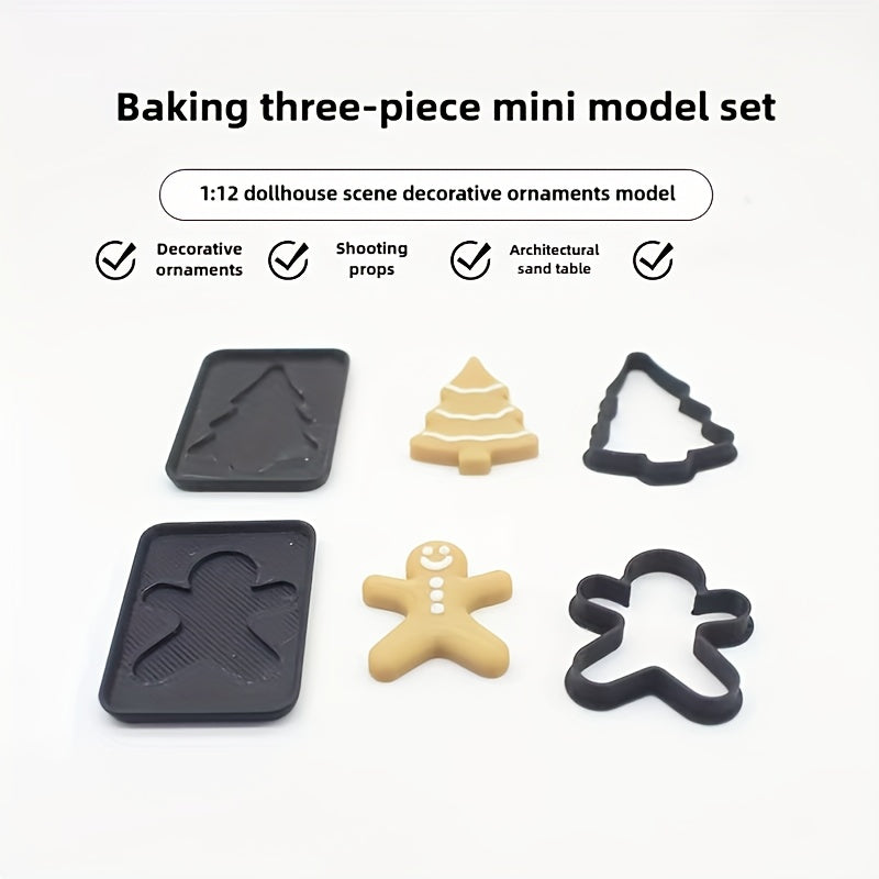 Dollhouse Mini Cookies Baking Trio Holiday Gift Birthday Table Decor