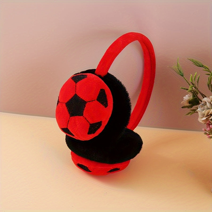 Cartoon Style Soccer Ball Earmuffs for Winter Warmth