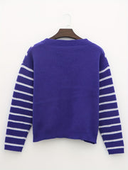 Women's Plus Striped Long Sleeve Button Up Stretch Cardigan