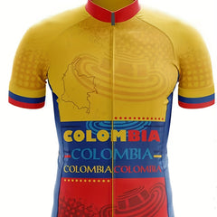 Colombian Letter Print Men's Zip Up Cycling Jersey
