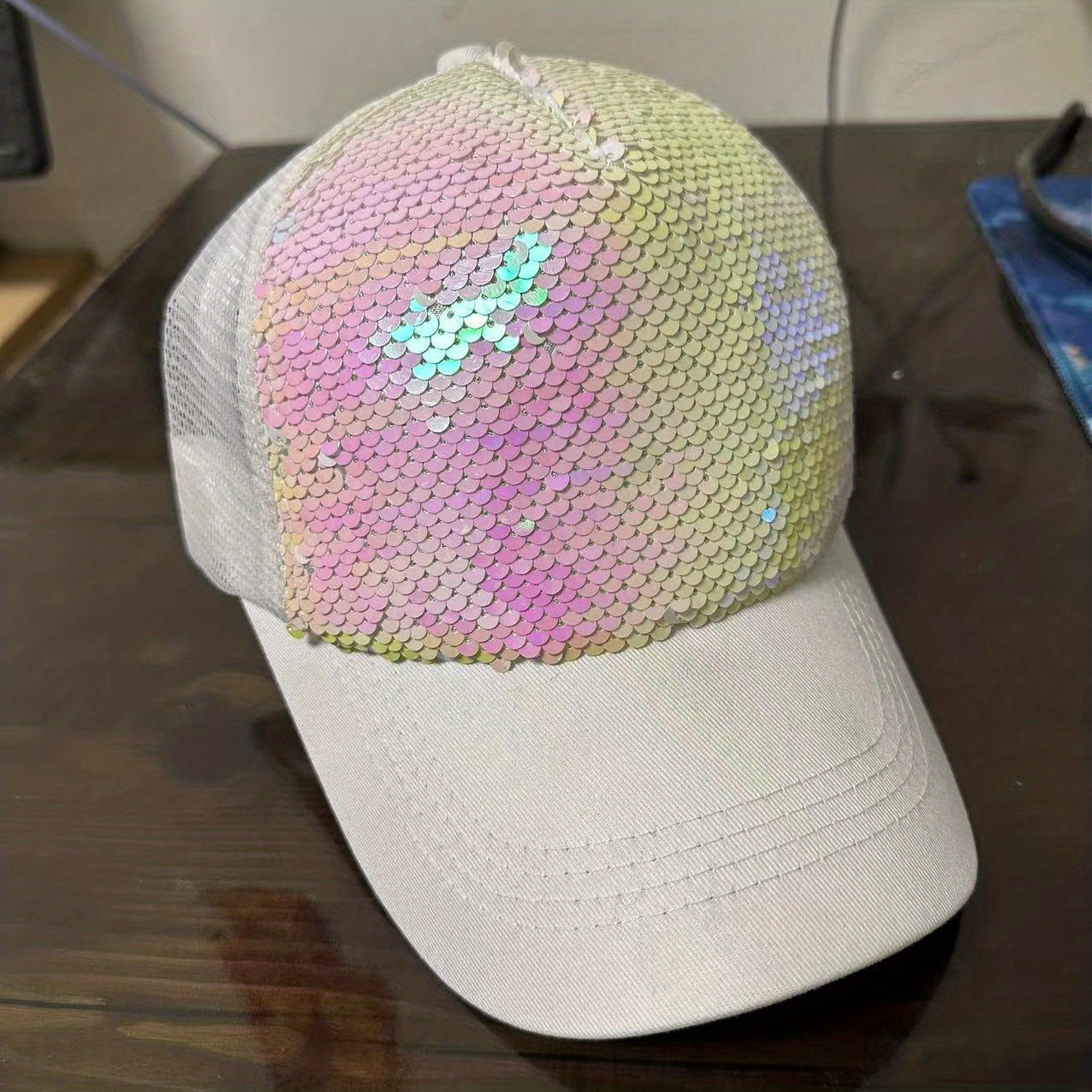 Sequins Baseball Caps Mesh Reflective Hats