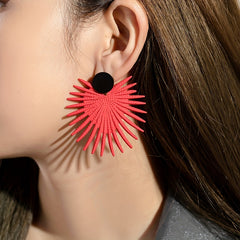 Fan Shape Dangle Earrings Punk Style Iron Jewelry