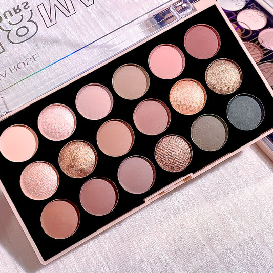 18 Colors Eyeshadow Palette Pearly Shimmer Matte Finish Waterproof Sweat Proof