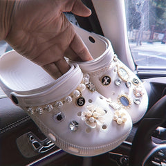 Pearl Rhinestone Shoe Pins Decor Set DIY Shoe Buckle Accessories