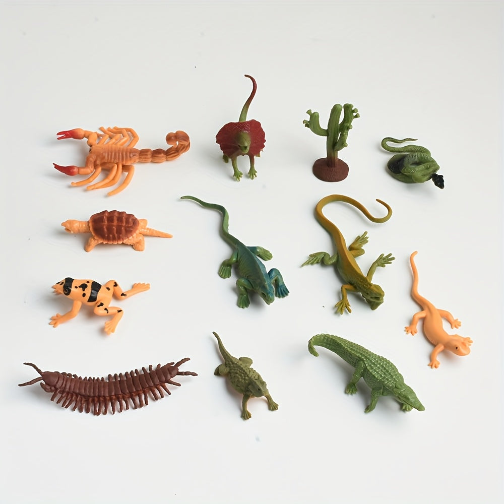 12pcs Realistic Insect Models PVC Figures 6 Variations Beige Brown Orange Green