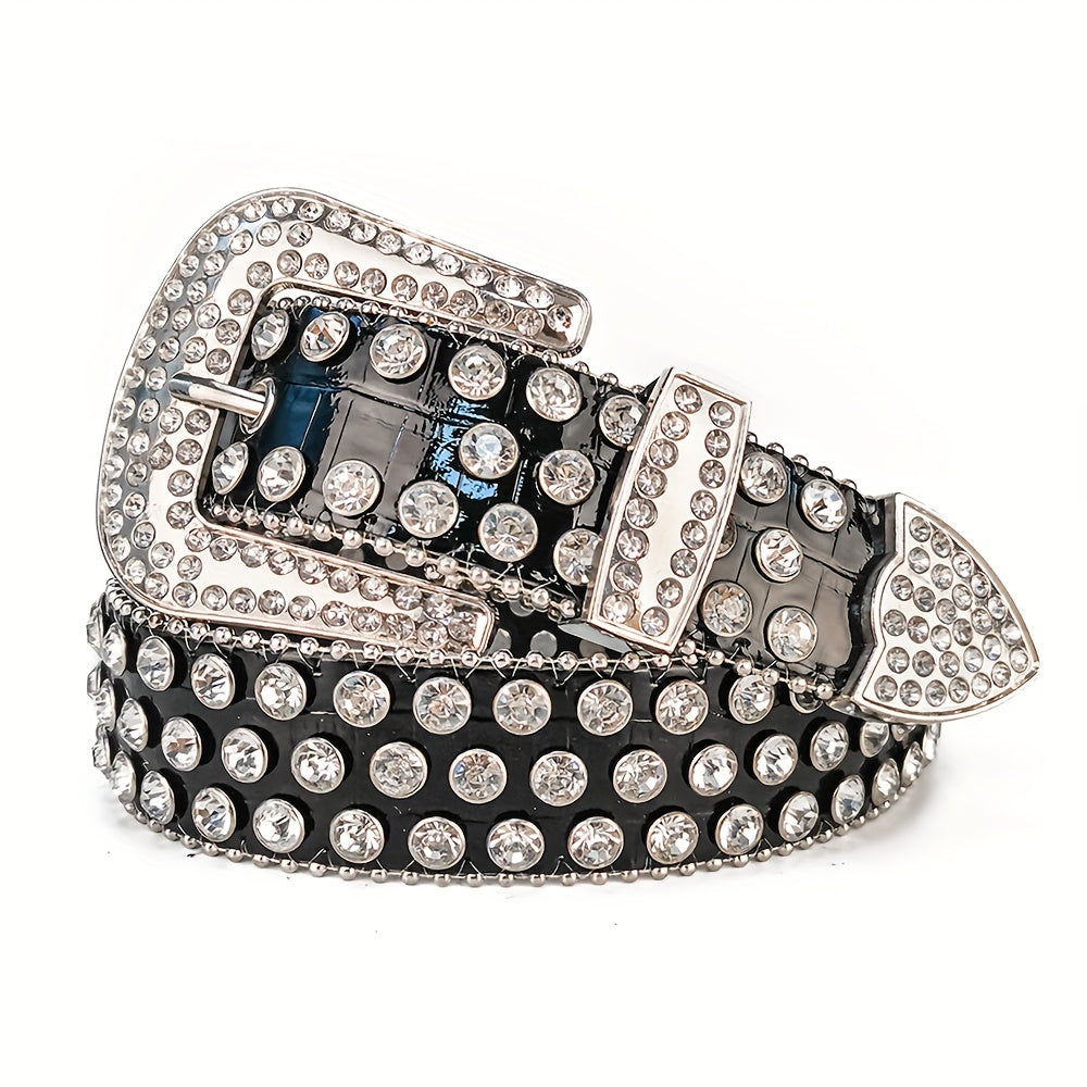 Rhinestone Jeans Belt Casual Decorative For Men