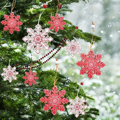 12pcs Wooden Christmas Snowflake Ornaments for Tree & Home Decor