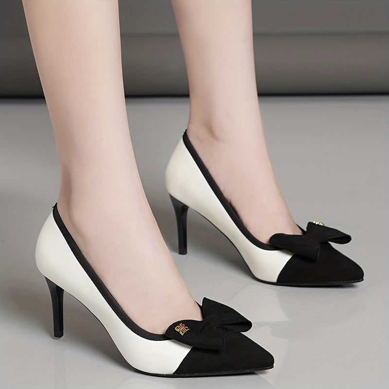 Women's Stiletto Heels Pointed Toe Slip On Colorblock Pumps