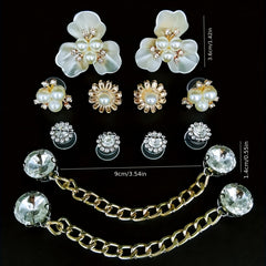 12pcs Flowers & Chain Shoe Charms for Clogs Garden Shoes DIY Accessories