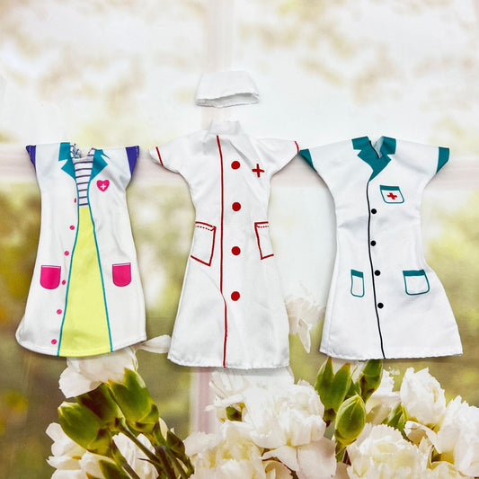 3pcs Mini Dollhouse Nurse Uniform Set for 11.5 inch Dolls