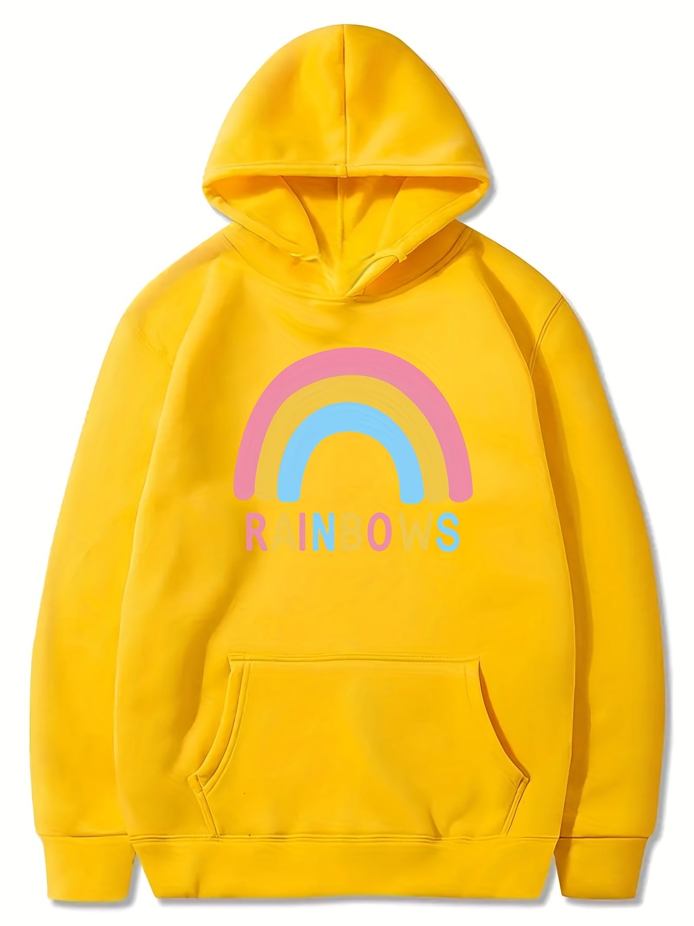 Girls Rainbow Print Hooded Sweatshirt Top