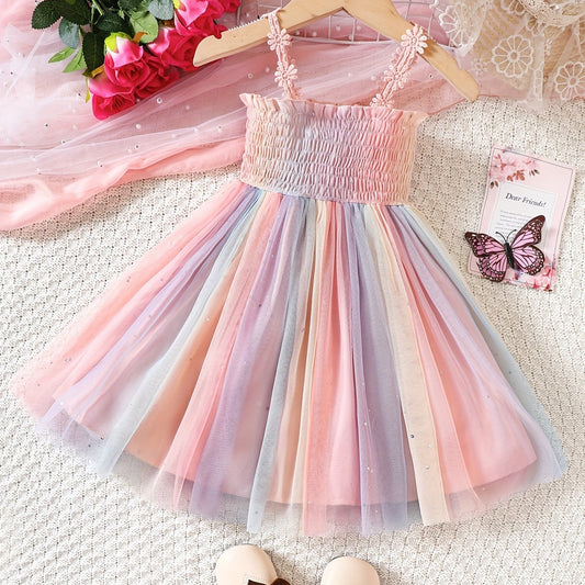 Toddler Girls Frill Trim Cami Princess Dress For Party Beach Vacation