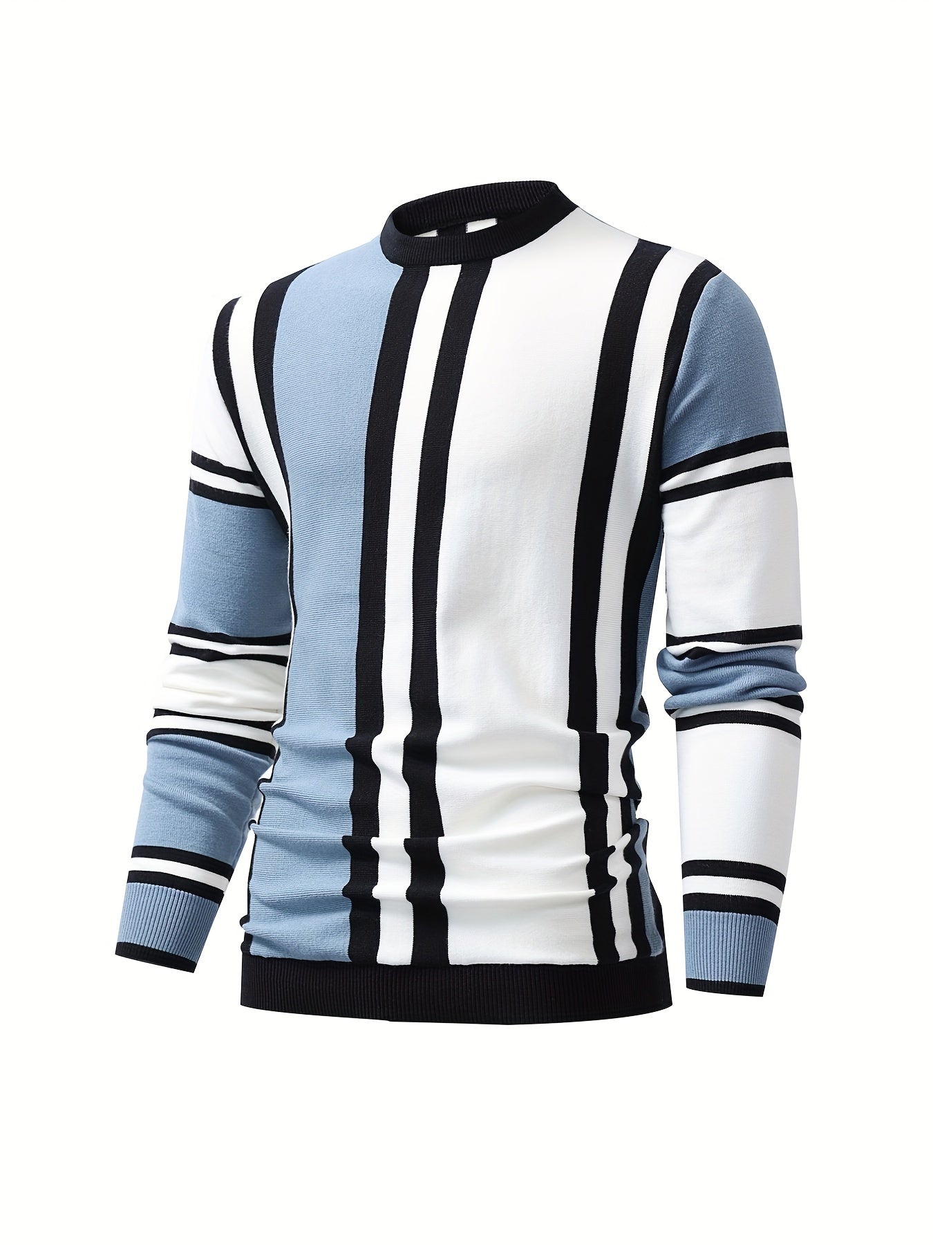Men's High Stretch Crew Neck Pullover Sweater for Fall Winter