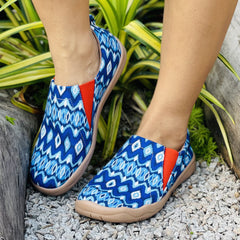 Women's Geometric Canvas Slip On Flat Shoes Comfy Travel Shoes