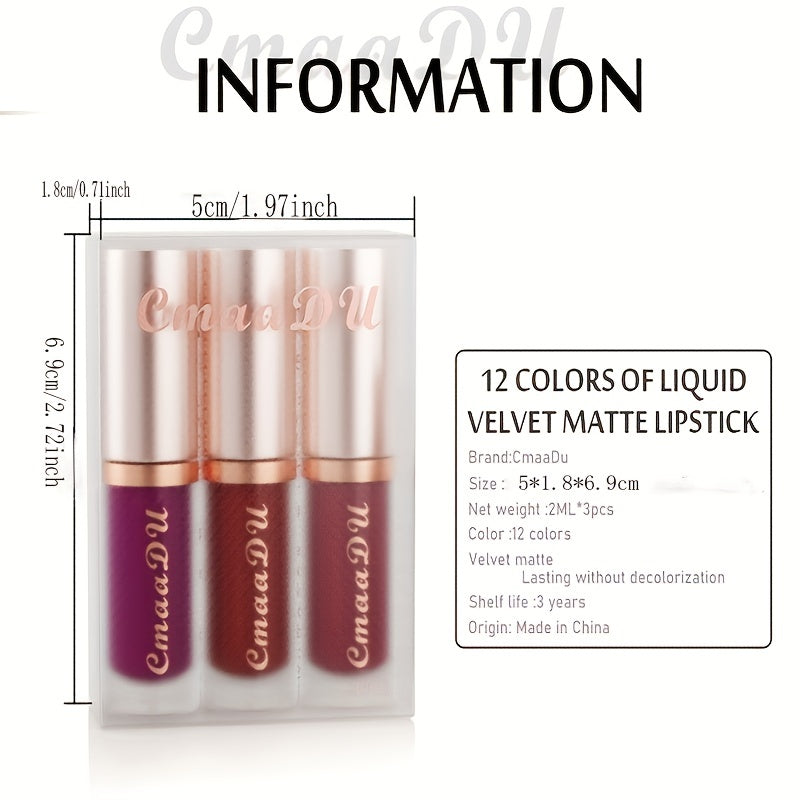 Matte Velvet Lip Gloss Set Waterproof Liquid Lipstick for Women and Girls