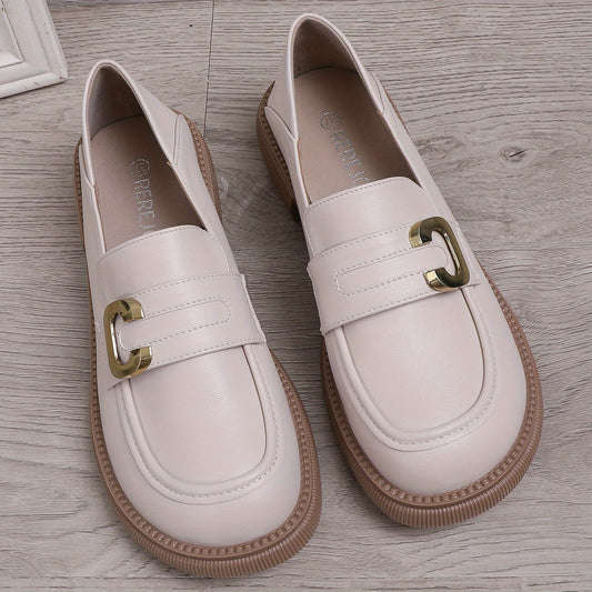 Women's Buckle Strap Loafers Faux Leather Platform Slip On Shoes