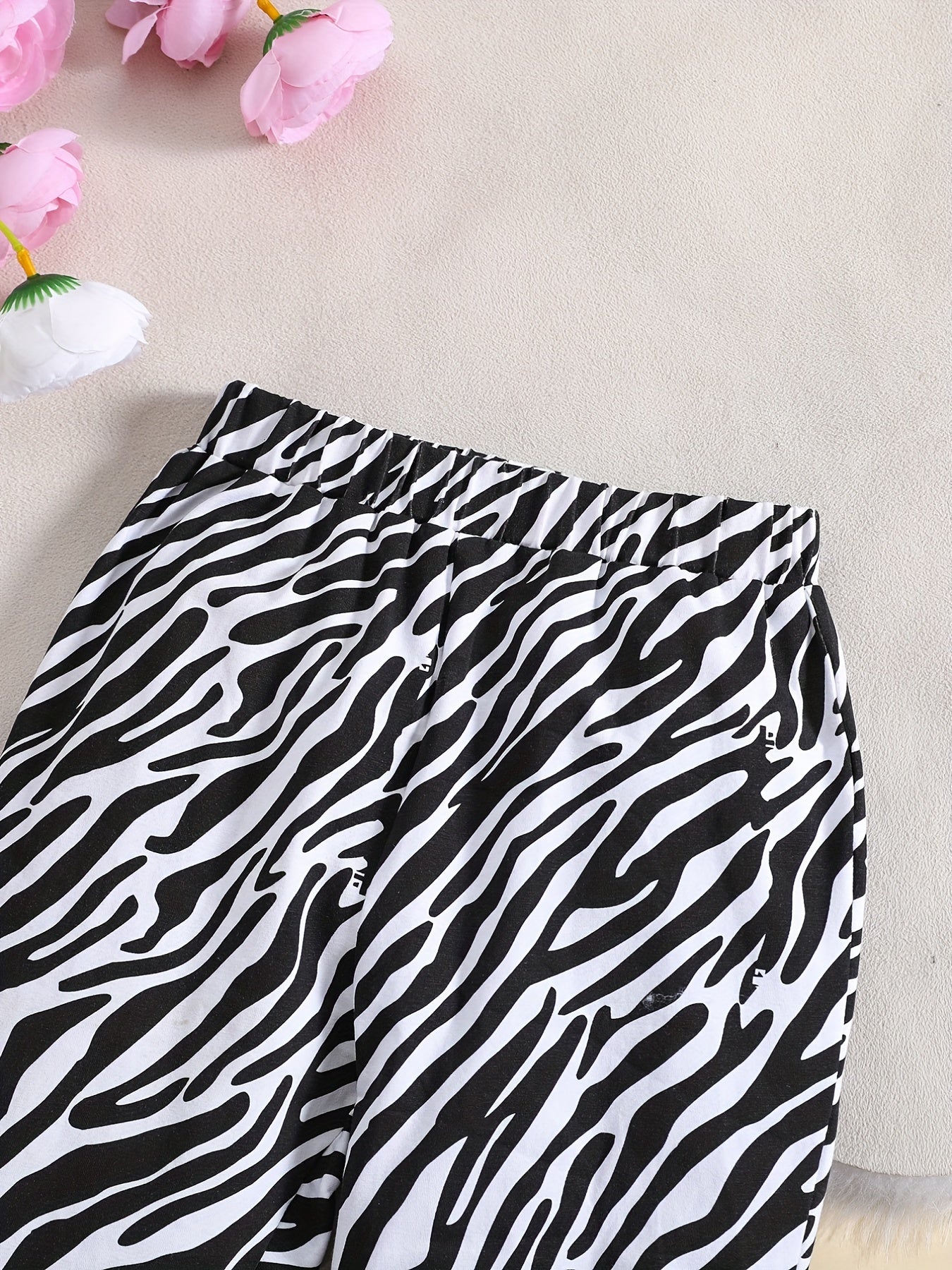Girls' Moire Flare Leg Pants Stretch Casual Pants