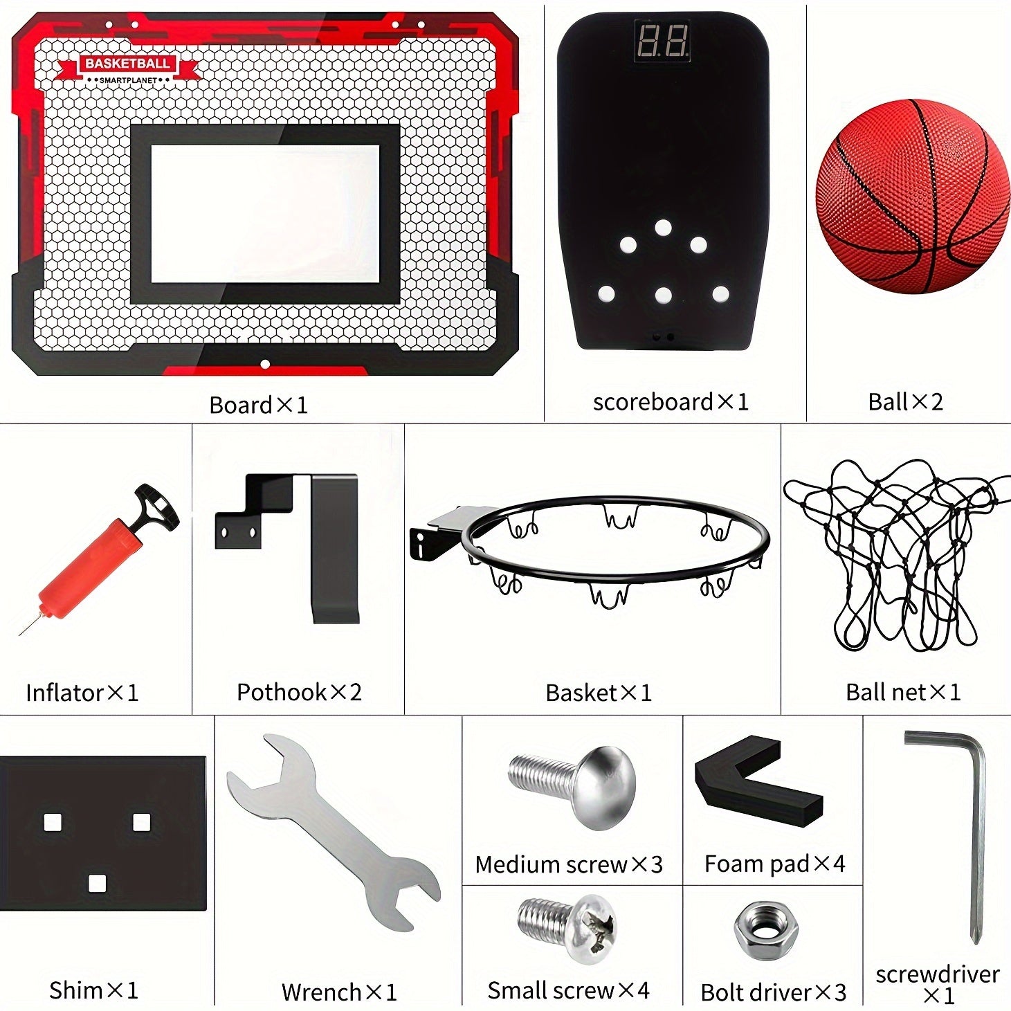 Kids' Electronic Scoreboard Basketball Stand Set with 2 Balls